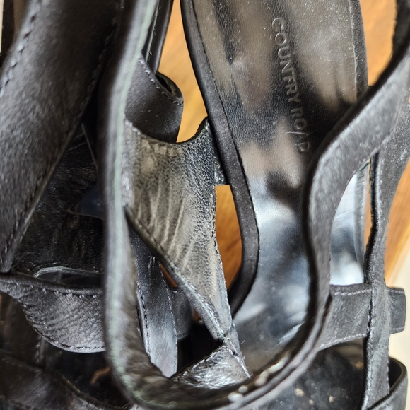 COUNTRY ROAD shoes suede Black strappy heels size 7 - Picture 6 of 10